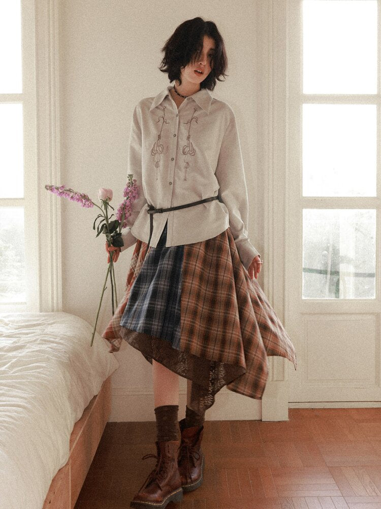 Elastic Plaid Irregular Spliced Skirt【s0000015462】