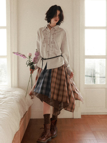 Elastic Plaid Irregular Spliced Skirt【s0000015462】