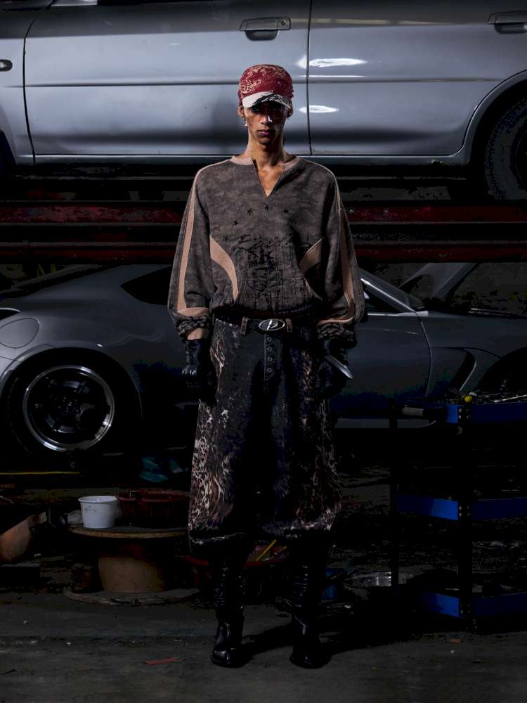 Digital Leopard Print Twill Jeans【s0000015181】