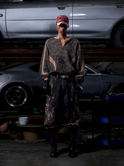 Digital Leopard Print Twill Jeans【s0000015181】