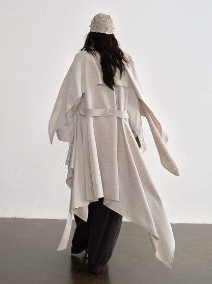 Detachable Cape Linen Trench Coat【s0000015701】