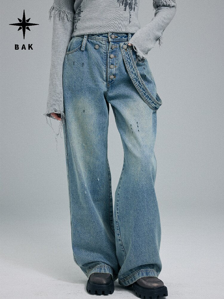 Washed Scratch Wide-Leg Jeans【s0000016255】