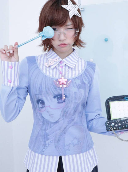 Cartoon-Style Two-Piece Long-Sleeve Shirt【s0000014447】