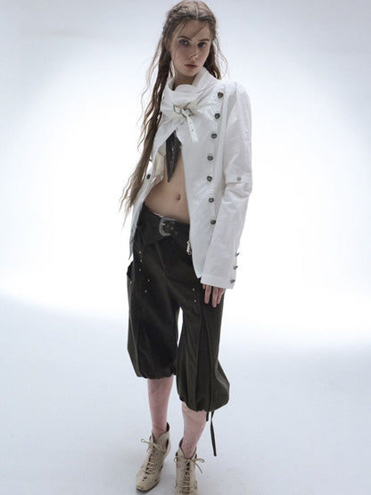 High-Neck Metal Buckle Napoleon Windbreaker【s0000013902】