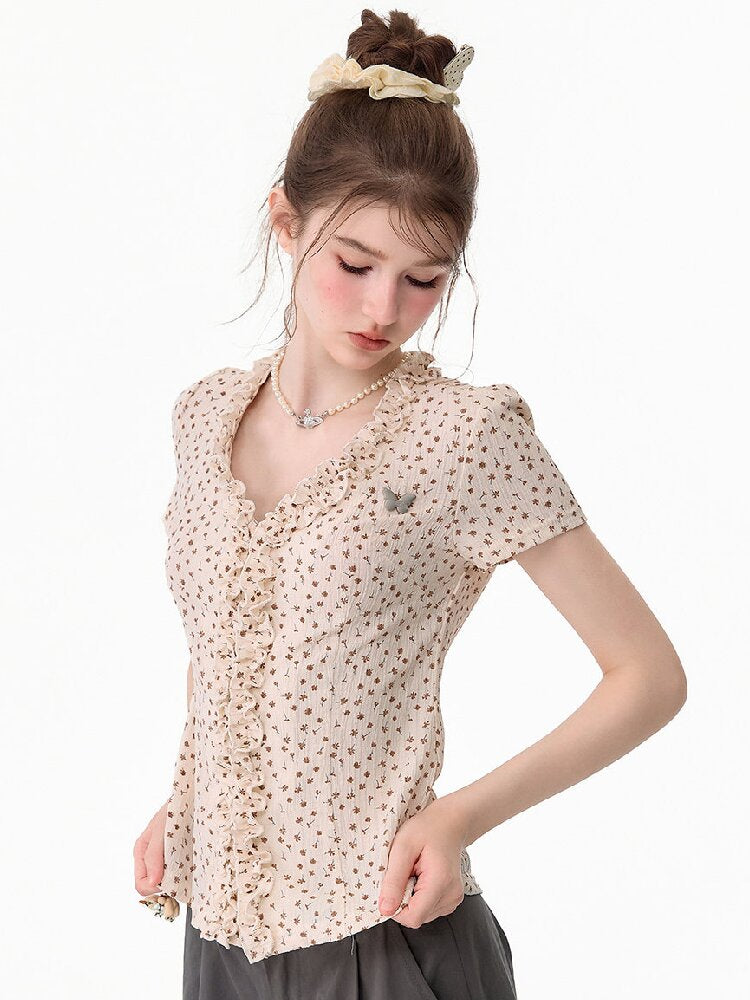 Polka Dot Lace Patchwork Tee Top【s0000017752】