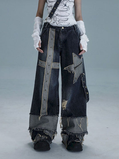 Raw edge studded casual denim pants【s0000013481】