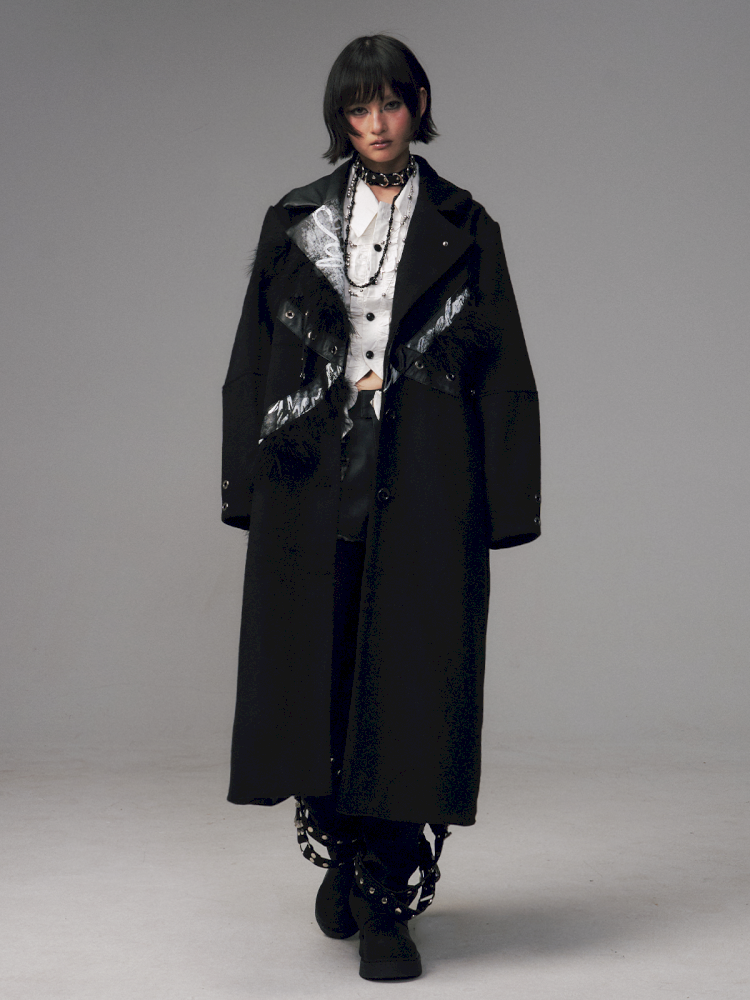 Punk Rock Heavy Print Loose Tweed Coat【s0000014705】