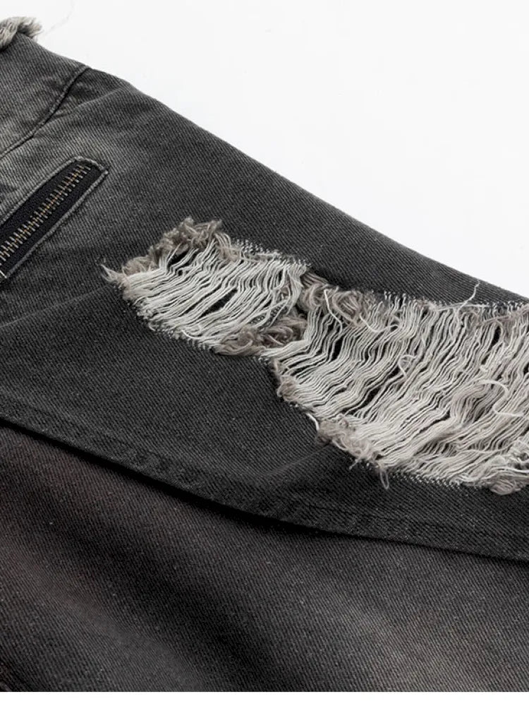 Distressed Wide-Leg Jeans【s0000013958】