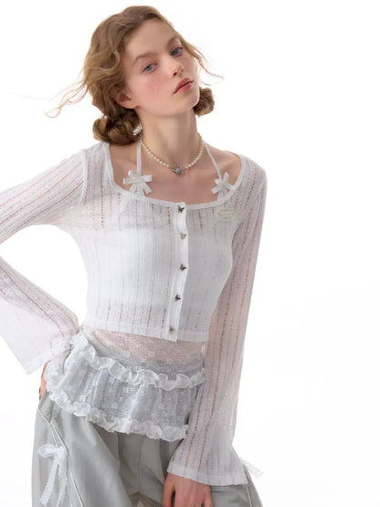 Short White Hollow Thin Jacket【s0000011679】