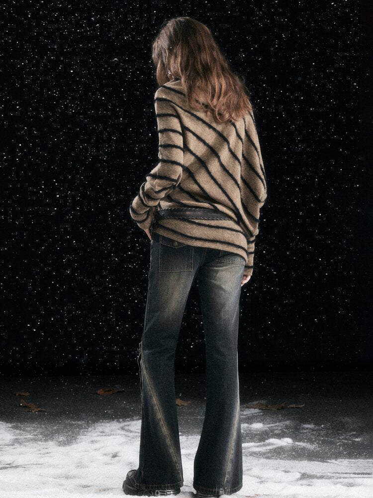 Twill Stripe Braided Wool Sweater【s0000015553】