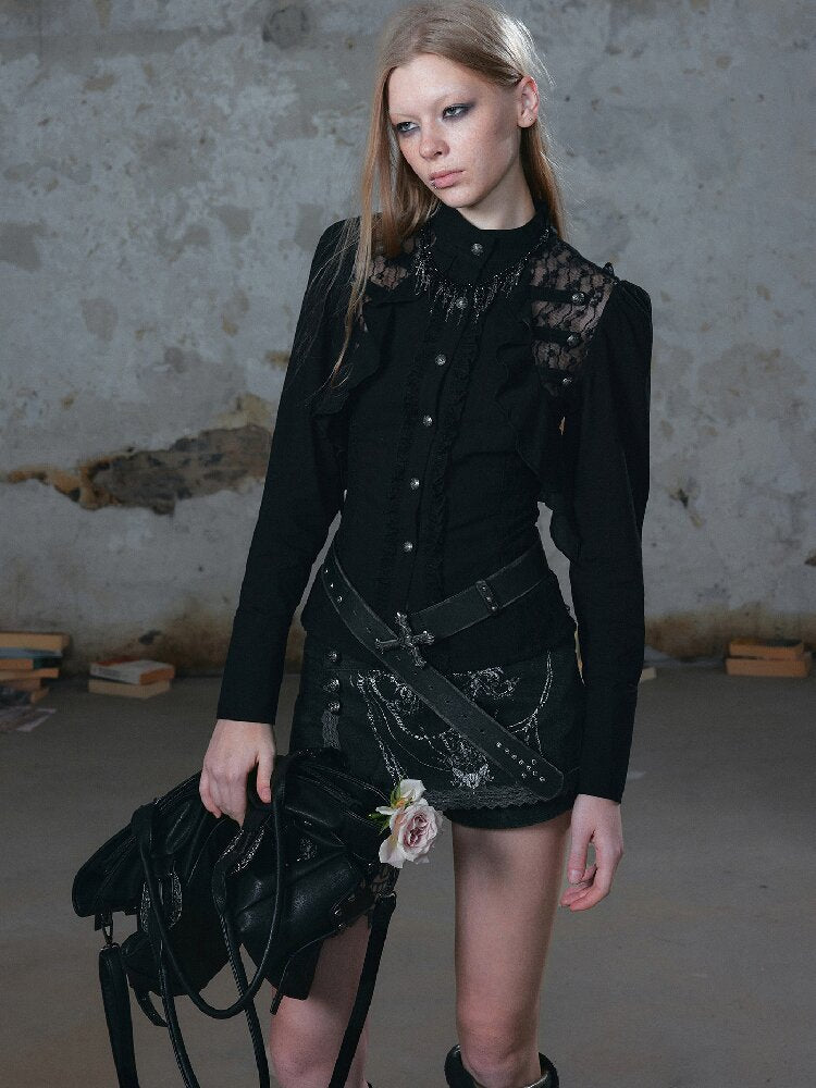 Napoleon Chiffon Patchwork Shirt【s0000018103】