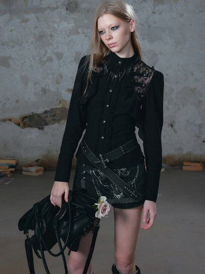 Napoleon Chiffon Patchwork Shirt【s0000018103】