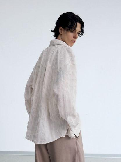 Striped Woven Long Sleeve Shirt Jacket【s0000013200】