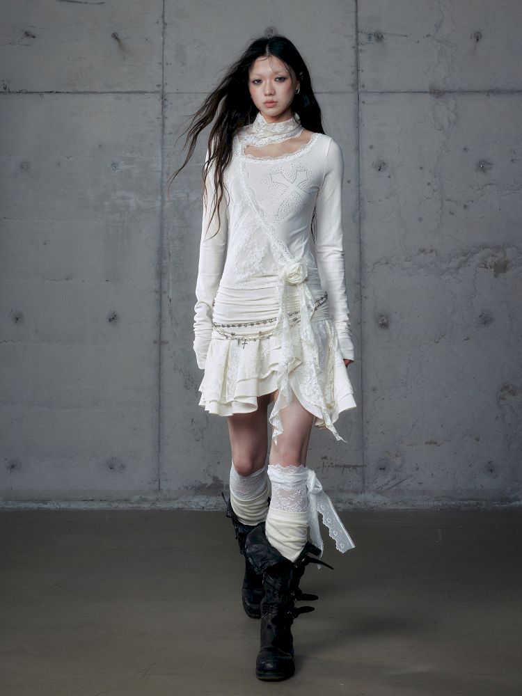 Stacked Neck One-Shoulder Dress【s0000013475】