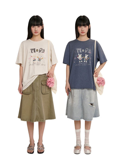Soft collar worn Loose short-sleeved T-shirt【s0000012544】