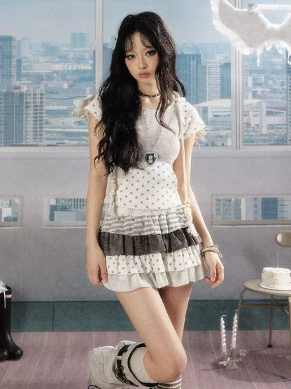 Patchwork Pentagram Lace Short Skirt【s0000016535】