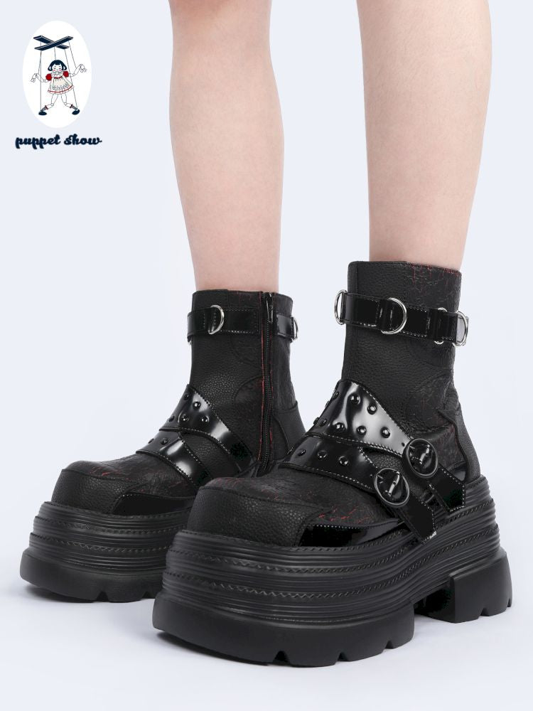 Black Cool Square Toe Martin Boots【s0000013707】