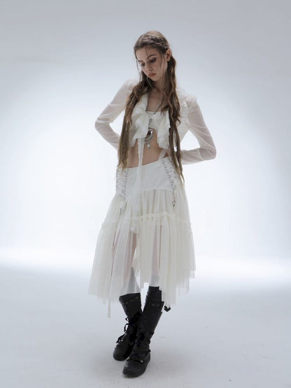 Tulle Pleated Tiered Layered Skirt【s0000013907】