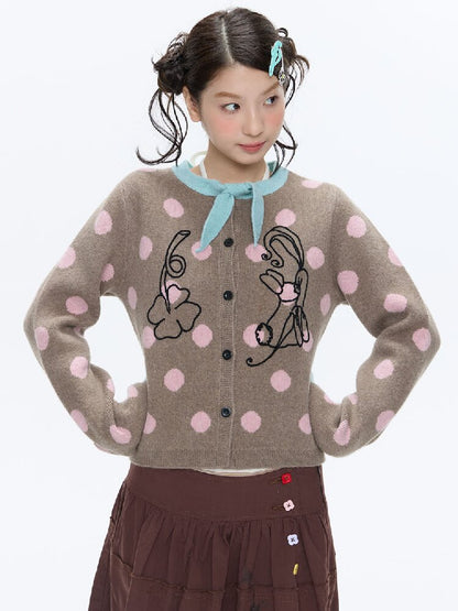Contrasting Bow Polka Dot Sweater【s0000016382】