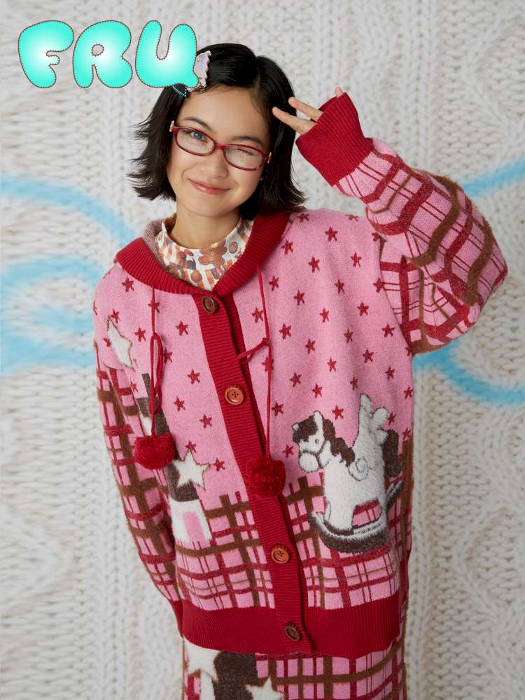 Hooded Horse Cardigan Sweater【s0000015109】