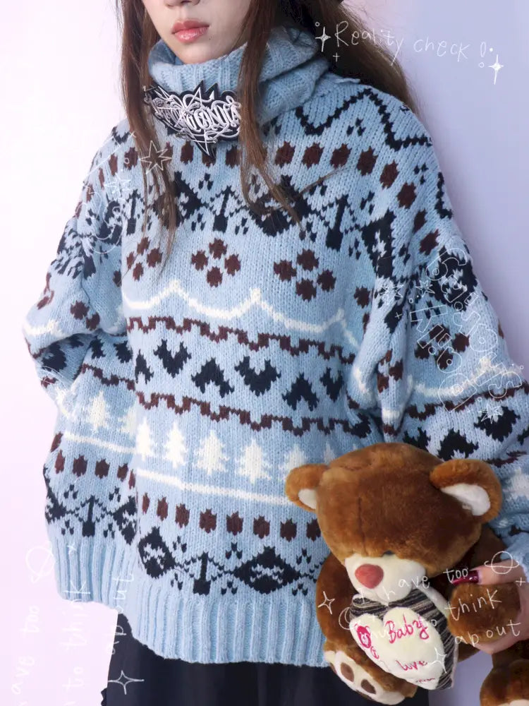 Hand-Knitted Jacquard Sweater【s0000014348】