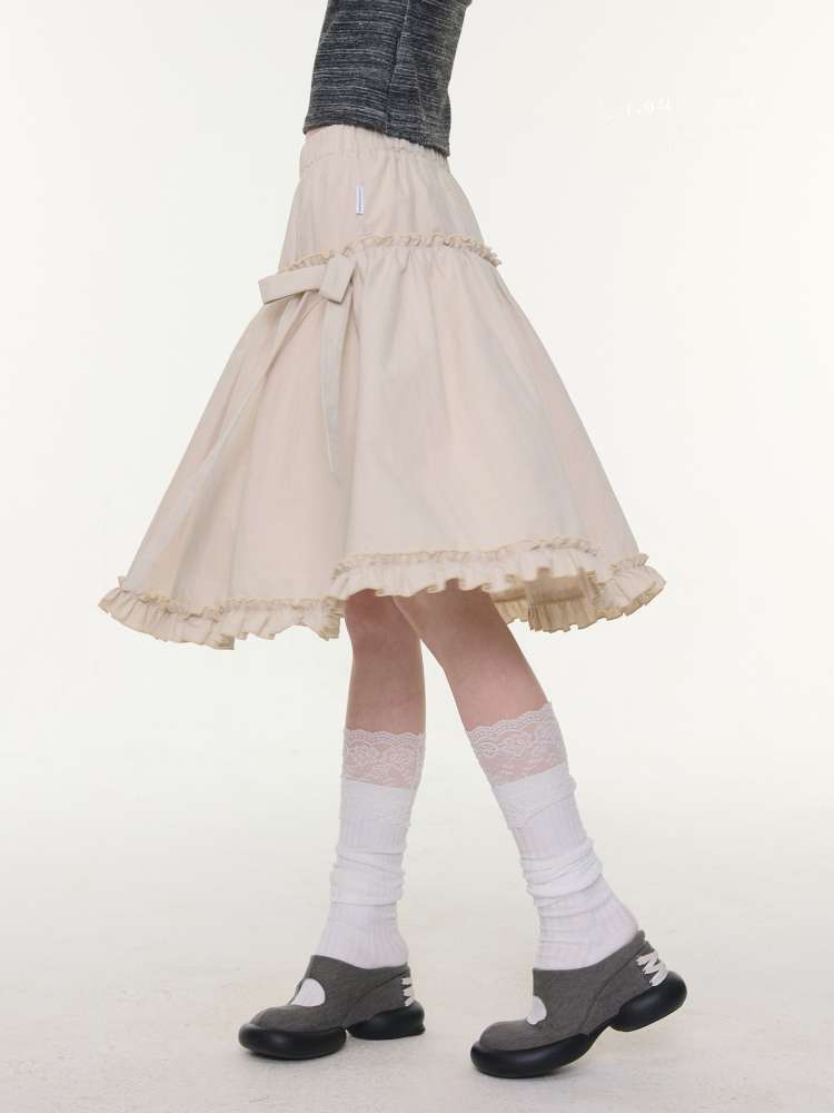 Retro Khaki A-Line Slimming Skirt【s0000015425】