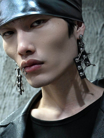 Heavy Pure Handmade Leather Punk Earrings【s0000018873】