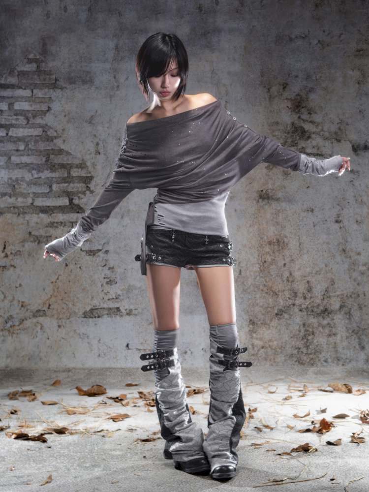 Off-the-shoulder knit top【s0000014488】