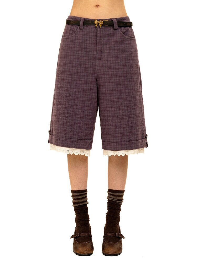 Lace Patchwork Vintage Plaid Pants【s0000017934】