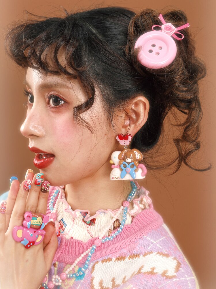 Swan Boat Rabbit Resin Earrings【s0000015593】