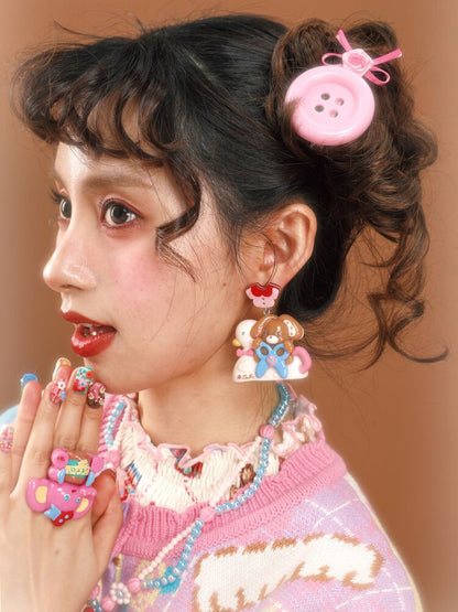 Swan Boat Rabbit Resin Earrings【s0000015593】