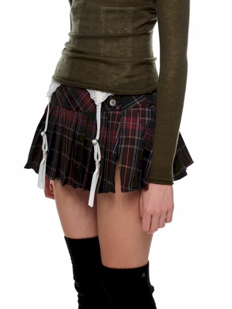 PLAID PLEATED SHORT SKIRT [S0000010640]