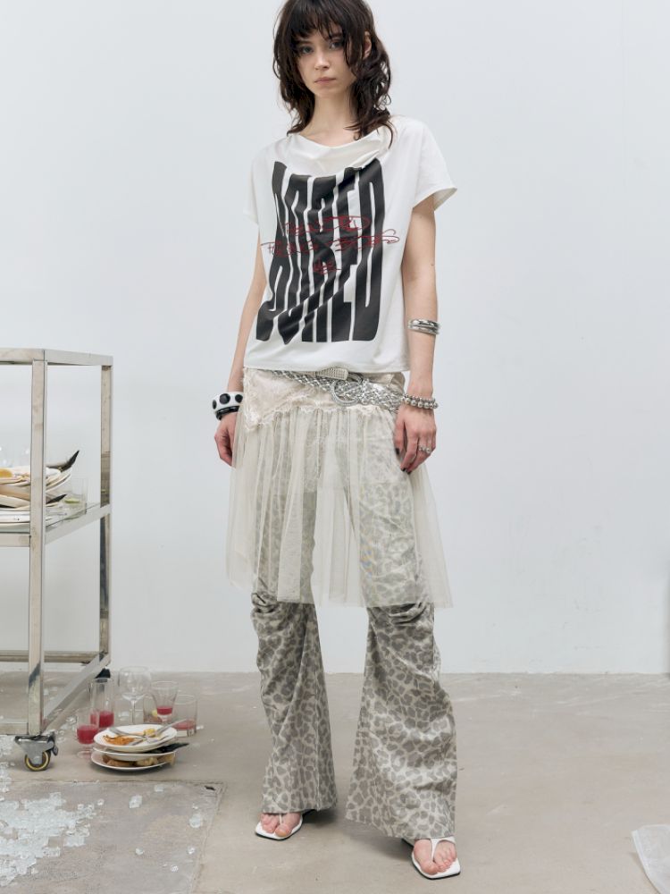 Printed and embroidered Irregular T-shirt【s0000012414】