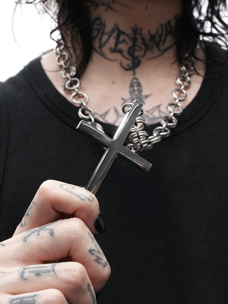 Silver Contract Heavy Cross Necklace【s0000018987】
