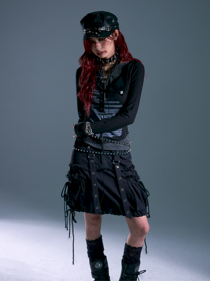 3D Pocket Frayed Hem Puffy Skirt【s0000013918】