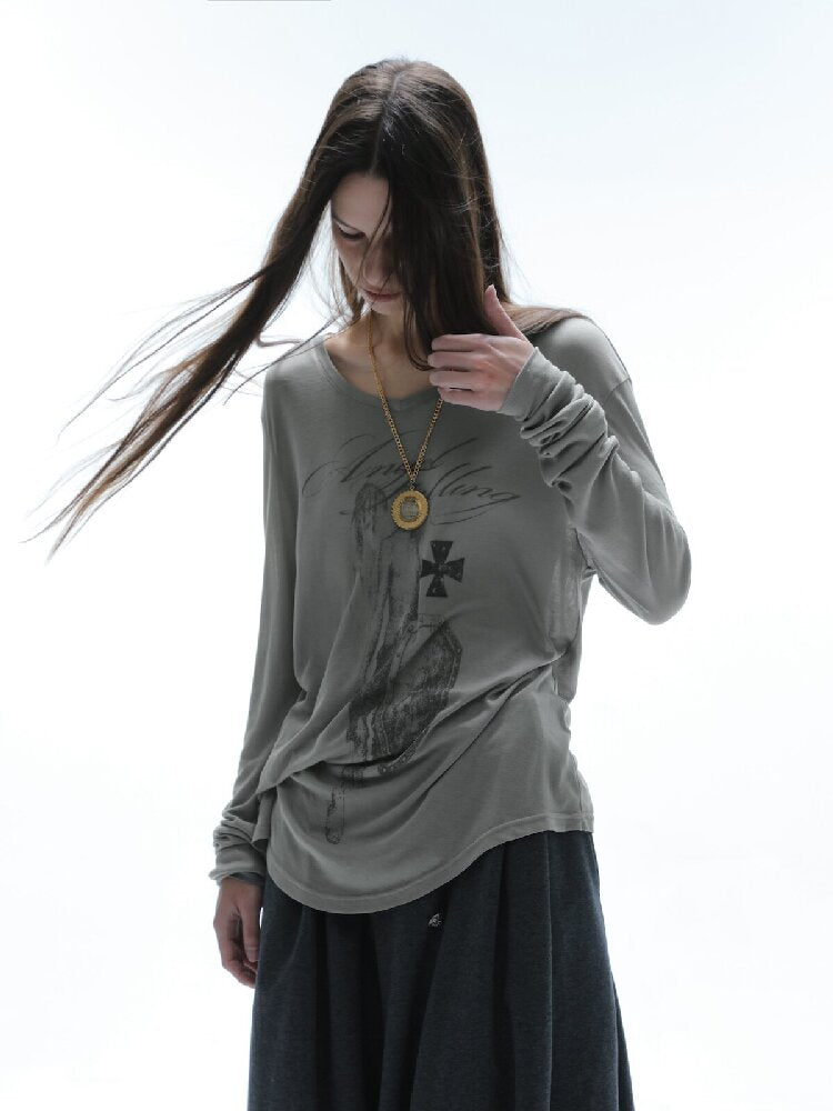 Knight Print Irregular T-Shirt【s0000016574】