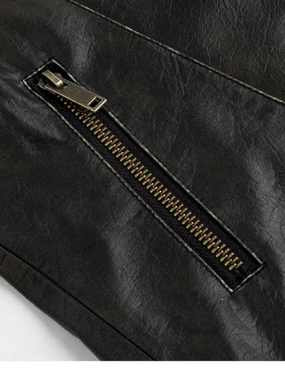 Strappy Slim-Fit Diagonal Zipper Coat【s0000013957】