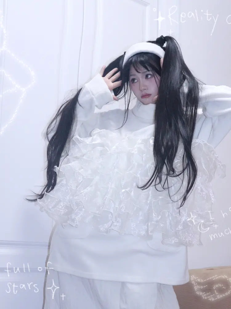 Granulated Sweatshirt with Lace Trim【s0000014345】