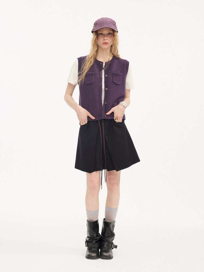 Small Pocket Crew Neck Knit Vest【s0000015404】