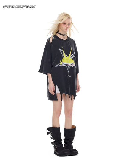 Distressed short-sleeve T-shirt【s0000012987】