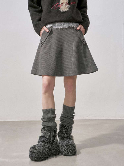 Woolen Plaid A-Line Short Skirt【s0000015220】