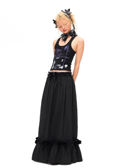 Velvet Bow Pleated Maxi Skirt【s0000016499】
