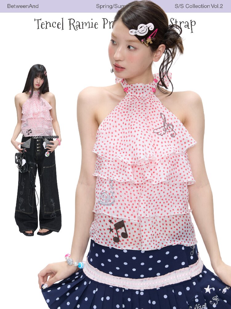 Pink Polka Dot Halterneck Sling【s0000016400】