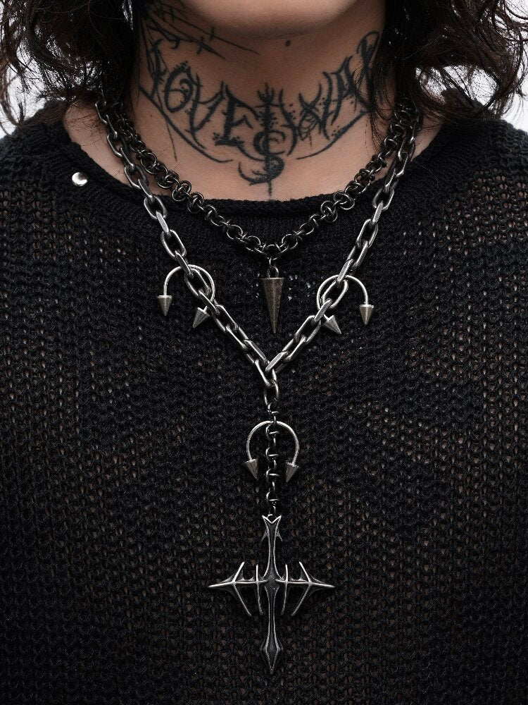Goth Heavy Double Layered Necklace【s0000018996】
