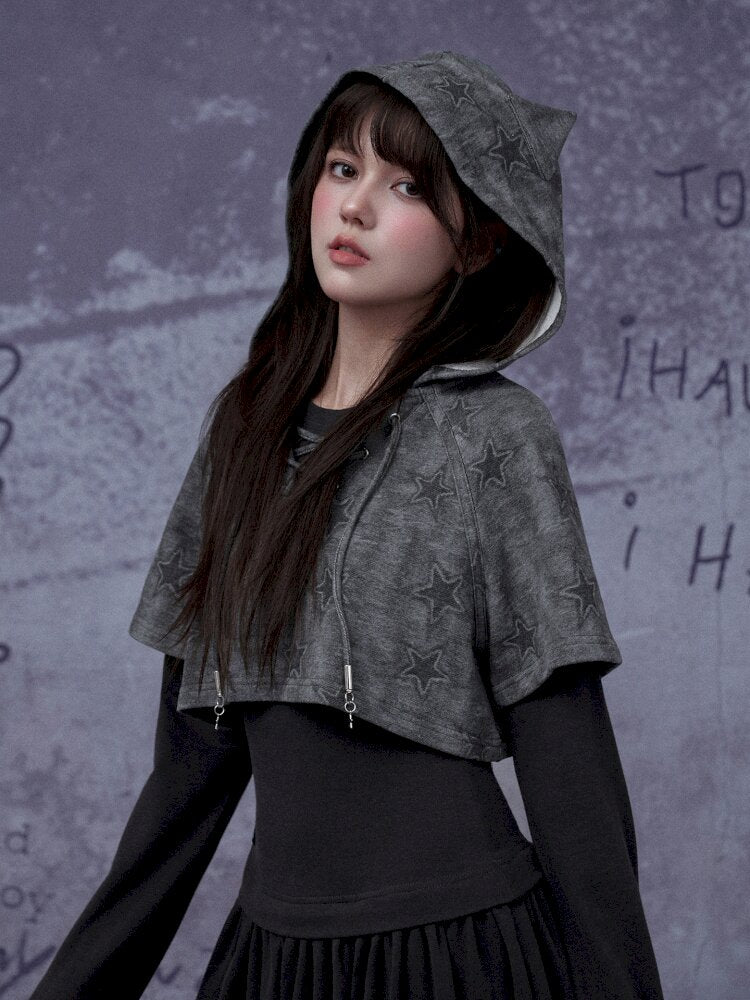 Gray Star Cat Ear Two-Piece Dress【s0000015441】