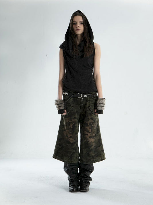 Camouflage Capri Bell-Bottom Pants【s0000012835】