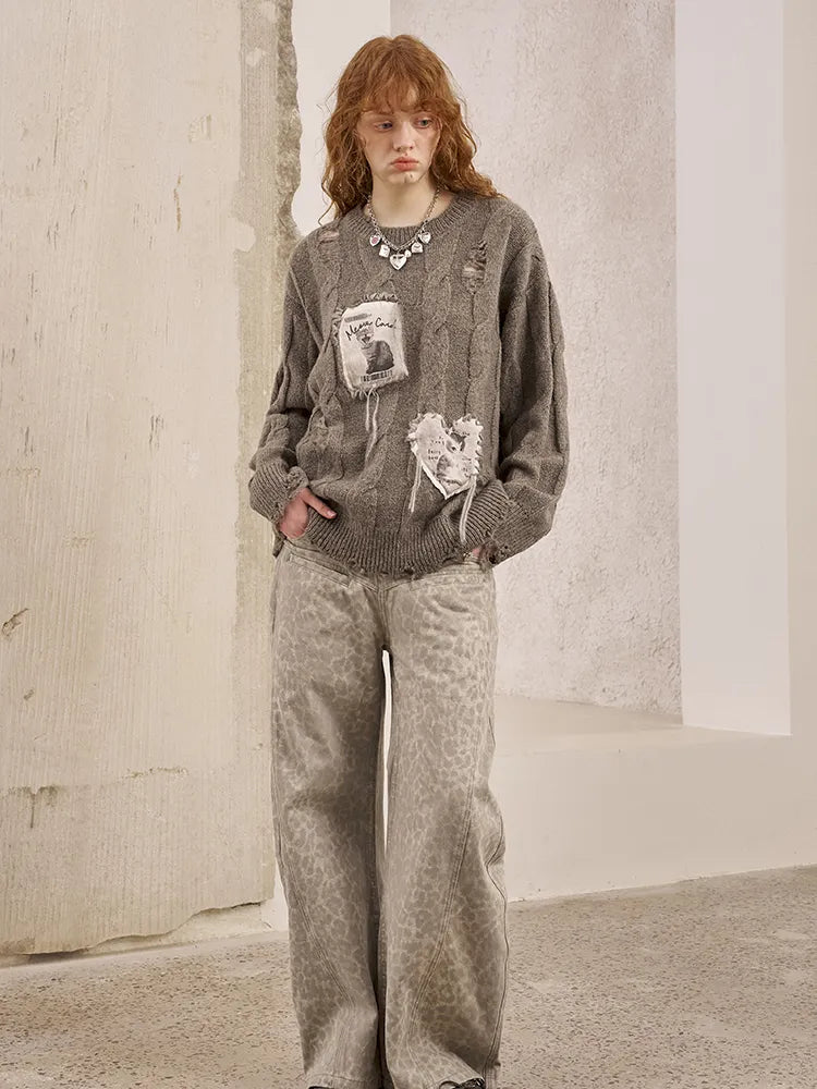 Long Sleeve Oversized Cable-Knit Pullover Sweater【s0000014051】