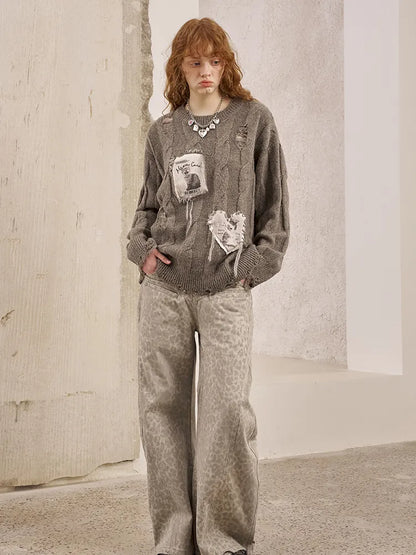 Long Sleeve Oversized Cable-Knit Pullover Sweater【s0000014051】