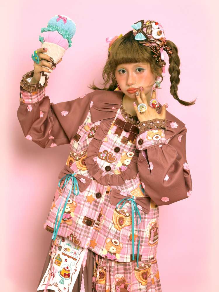 Pink-Brown Vintage Doll-Style Jacket【s0000014514】