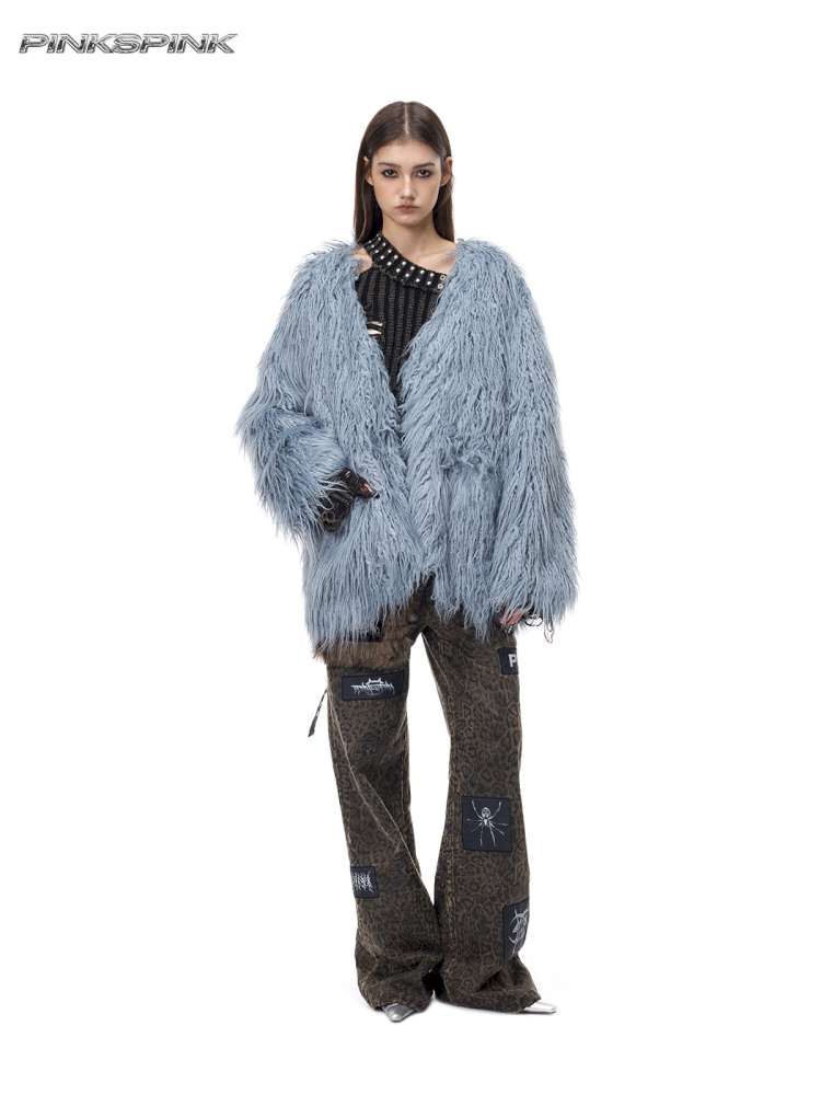 Pink Blue Sheep Fur Gal Jacket【s0000015133】